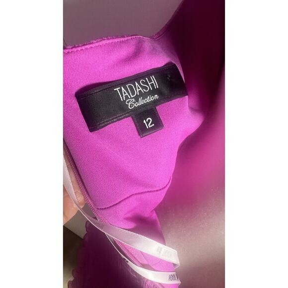 Tadashi Collection Size 12 Pink Silk Ruffles Evening Event Formal Halter Dress - Picture 8 of 14